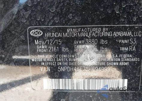 2016 Hyundai Elantra Se z USA, uszkodzony, nr VIN 5NPDH4AE7GH694999
